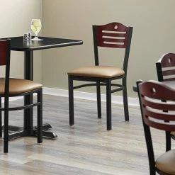 Lancaster Table & Seating Mahogany Finish Bistro Dining Chair With 1 1/2" Light Brown Padded Seat