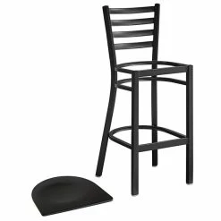 Lancaster Table & Seating Black Finish Ladder Back Bar Stool With Black Wood Seat -Lancaster Table & Seating Shop 2078606