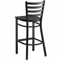 Lancaster Table & Seating Black Finish Ladder Back Bar Stool With Black Wood Seat -Lancaster Table & Seating Shop 2078608