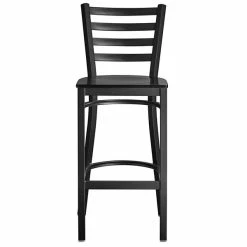 Lancaster Table & Seating Black Finish Ladder Back Bar Stool With Black Wood Seat -Lancaster Table & Seating Shop 2078609