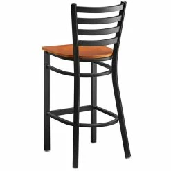 Lancaster Table & Seating Black Finish Ladder Back Bar Stool With Cherry Wood Seat -Lancaster Table & Seating Shop 2078618