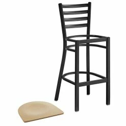 Lancaster Table & Seating Black Finish Ladder Back Bar Stool With Natural Wood Seat -Lancaster Table & Seating Shop 2078643