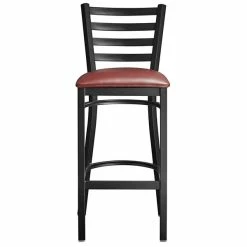 Lancaster Table & Seating Black Finish Ladder Back Bar Stool With 2 1/2" Burgundy Vinyl Padded Seat 9 Lancaster Table & Seating Black Finish Ladder Back Bar Stool With 2 1/2" Burgundy Vinyl Padded Seat -Lancaster Table & Seating Shop 2078657