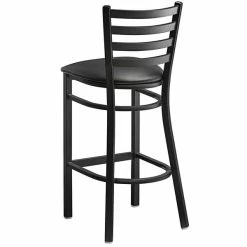 Lancaster Table & Seating Black Finish Ladder Back Bar Height Chair With 2 1/2" Black Vinyl Cushion 7 Lancaster Table & Seating Black Finish Ladder Back Bar Height Chair With 2 1/2" Black Vinyl Cushion -Lancaster Table & Seating Shop 2078666