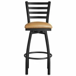 Lancaster Table & Seating Black Finish Ladder Back Swivel Bar Stool With 2 1/2" Light Brown Vinyl Padded Seat 7 Lancaster Table & Seating Black Finish Ladder Back Swivel Bar Stool With 2 1/2" Light Brown Vinyl Padded Seat -Lancaster Table & Seating Shop 2078766