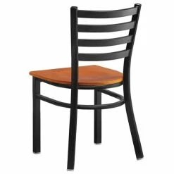 Lancaster Table & Seating Black Finish Ladder Back Chair With Cherry Wood Seat -Lancaster Table & Seating Shop 2078801