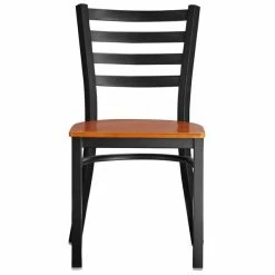 Lancaster Table & Seating Black Finish Ladder Back Chair With Cherry Wood Seat -Lancaster Table & Seating Shop 2078802