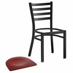 Lancaster Table & Seating Black Finish Ladder Back Chair With Mahogany Wood Seat -Lancaster Table & Seating Shop 2078819