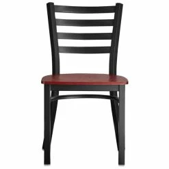Lancaster Table & Seating Black Finish Ladder Back Chair With Mahogany Wood Seat -Lancaster Table & Seating Shop 2078822