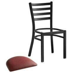 Lancaster Table & Seating Black Finish Ladder Back Chair With 2 1/2" Burgundy Vinyl Padded Seat -Lancaster Table & Seating Shop 2078839