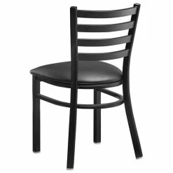 Lancaster Table & Seating Black Finish Ladder Back Chair With 2 1/2" Black Vinyl Padded Seat -Lancaster Table & Seating Shop 2078851