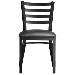 Lancaster Table & Seating Black Finish Ladder Back Chair With 2 1/2" Black Vinyl Padded Seat -Lancaster Table & Seating Shop 2078852