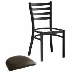 Lancaster Table & Seating Black Finish Ladder Back Chair With 2 1/2" Dark Brown Vinyl Padded Seat -Lancaster Table & Seating Shop 2078859