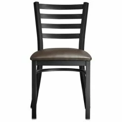 Lancaster Table & Seating Black Finish Ladder Back Chair With 2 1/2" Dark Brown Vinyl Padded Seat -Lancaster Table & Seating Shop 2078862