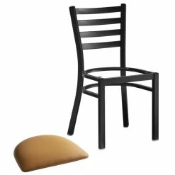 Lancaster Table & Seating Black Finish Ladder Back Chair With 2 1/2" Light Brown Vinyl Padded Seat -Lancaster Table & Seating Shop 2078879