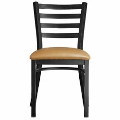 Lancaster Table & Seating Black Finish Ladder Back Chair With 2 1/2" Light Brown Vinyl Padded Seat -Lancaster Table & Seating Shop 2078882