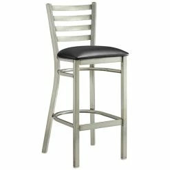 Lancaster Table & Seating Clear Coat Finish Ladder Back Bar Stool With 2 1/2" Black Vinyl Padded Seat 6 Lancaster Table & Seating Clear Coat Finish Ladder Back Bar Stool With 2 1/2" Black Vinyl Padded Seat -Lancaster Table & Seating Shop 2079456