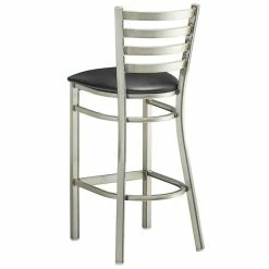Lancaster Table & Seating Clear Coat Finish Ladder Back Bar Stool With 2 1/2" Black Vinyl Padded Seat 7 Lancaster Table & Seating Clear Coat Finish Ladder Back Bar Stool With 2 1/2" Black Vinyl Padded Seat -Lancaster Table & Seating Shop 2079457