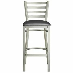 Lancaster Table & Seating Clear Coat Finish Ladder Back Bar Stool With 2 1/2" Black Vinyl Padded Seat 9 Lancaster Table & Seating Clear Coat Finish Ladder Back Bar Stool With 2 1/2" Black Vinyl Padded Seat -Lancaster Table & Seating Shop 2079458