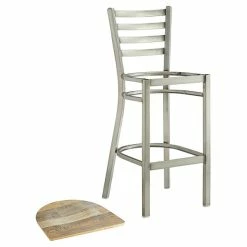 Lancaster Table & Seating Clear Coat Finish Ladder Back Bar Stool With Driftwood Seat -Lancaster Table & Seating Shop 2079558