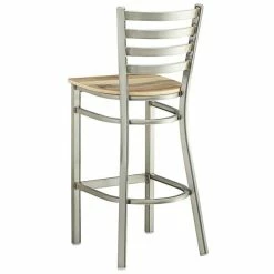 Lancaster Table & Seating Clear Coat Finish Ladder Back Bar Stool With Driftwood Seat -Lancaster Table & Seating Shop 2079560