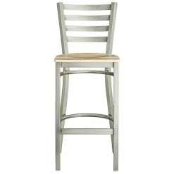 Lancaster Table & Seating Clear Coat Finish Ladder Back Bar Stool With Driftwood Seat -Lancaster Table & Seating Shop 2079561