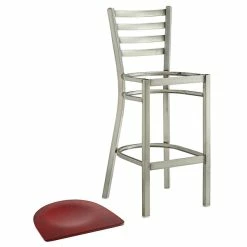 Lancaster Table & Seating Clear Coat Finish Ladder Back Bar Stool With Mahogany Wood Seat -Lancaster Table & Seating Shop 2079589