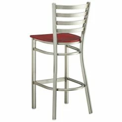 Lancaster Table & Seating Clear Coat Finish Ladder Back Bar Stool With Mahogany Wood Seat -Lancaster Table & Seating Shop 2079591