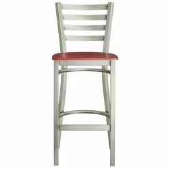Lancaster Table & Seating Clear Coat Finish Ladder Back Bar Stool With Mahogany Wood Seat -Lancaster Table & Seating Shop 2079592