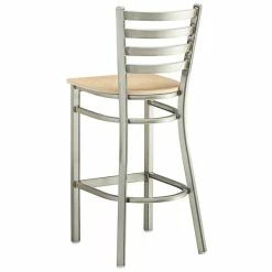 Lancaster Table & Seating Clear Coat Finish Ladder Back Bar Stool With Natural Wood Seat -Lancaster Table & Seating Shop 2079601