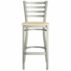 Lancaster Table & Seating Clear Coat Finish Ladder Back Bar Stool With Natural Wood Seat -Lancaster Table & Seating Shop 2079602