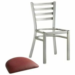 Lancaster Table & Seating Clear Coat Finish Ladder Back Chair With 2 1/2" Burgundy Vinyl Padded Seat -Lancaster Table & Seating Shop 2079644