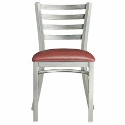 Lancaster Table & Seating Clear Coat Finish Ladder Back Chair With 2 1/2" Burgundy Vinyl Padded Seat -Lancaster Table & Seating Shop 2079647