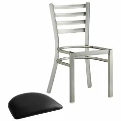 Lancaster Table & Seating Clear Coat Finish Ladder Back Chair With 2 1/2" Black Vinyl Padded Seat -Lancaster Table & Seating Shop 2079654