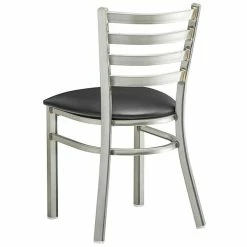 Lancaster Table & Seating Clear Coat Finish Ladder Back Chair With 2 1/2" Black Vinyl Padded Seat -Lancaster Table & Seating Shop 2079656