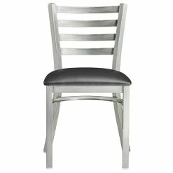 Lancaster Table & Seating Clear Coat Finish Ladder Back Chair With 2 1/2" Black Vinyl Padded Seat -Lancaster Table & Seating Shop 2079657