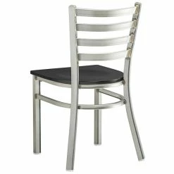 Lancaster Table & Seating Clear Coat Finish Ladder Back Chair With Black Wood Seat -Lancaster Table & Seating Shop 2079793