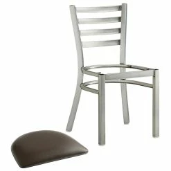 Lancaster Table & Seating Clear Coat Finish Ladder Back Chair With 2 1/2" Dark Brown Vinyl Padded Seat -Lancaster Table & Seating Shop 2079811