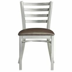 Lancaster Table & Seating Clear Coat Finish Ladder Back Chair With 2 1/2" Dark Brown Vinyl Padded Seat -Lancaster Table & Seating Shop 2079814