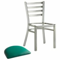 Lancaster Table & Seating Clear Coat Finish Ladder Back Chair With 2 1/2" Green Vinyl Padded Seat 8 Lancaster Table & Seating Clear Coat Finish Ladder Back Chair With 2 1/2" Green Vinyl Padded Seat -Lancaster Table & Seating Shop 2079839