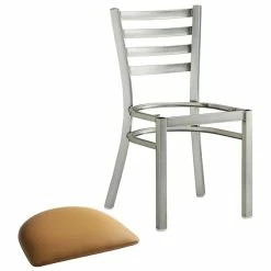 Lancaster Table & Seating Clear Coat Finish Ladder Back Chair With 2 1/2" Light Brown Vinyl Padded Seat 8 Lancaster Table & Seating Clear Coat Finish Ladder Back Chair With 2 1/2" Light Brown Vinyl Padded Seat -Lancaster Table & Seating Shop 2079849