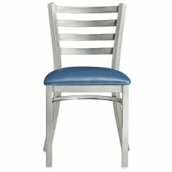 Lancaster Table & Seating Clear Coat Finish Ladder Back Chair With 2 1/2" Navy Vinyl Padded Seat -Lancaster Table & Seating Shop 2079882
