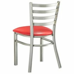 Lancaster Table & Seating Clear Coat Finish Ladder Back Chair With 2 1/2" Red Vinyl Padded Seat -Lancaster Table & Seating Shop 2079891