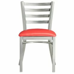 Lancaster Table & Seating Clear Coat Finish Ladder Back Chair With 2 1/2" Red Vinyl Padded Seat -Lancaster Table & Seating Shop 2079892