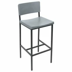 BFM Seating Memphis Rustic Steel Bar Height Chair With Gray Ash Wooden Back And Seat