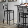 Lancaster Table & Seating Black Finish Ladder Back Bar Stool With Black Wood Seat