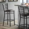 Lancaster Table & Seating Black Finish Ladder Back Bar Stool With 2 1/2" Dark Brown Vinyl Padded Seat