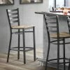 Lancaster Table & Seating Black Finish Ladder Back Bar Stool With Driftwood Seat