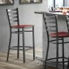 Lancaster Table & Seating Black Finish Ladder Back Bar Stool With Mahogany Wood Seat