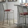 Lancaster Table & Seating Clear Coat Finish Ladder Back Bar Stool With 2 1/2" Burgundy Vinyl Padded Seat
